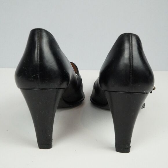 Salvatore Ferragamo Black Leather Pumps Size 7 Mary Jane Style Made in Italy - Picture 7 of 16